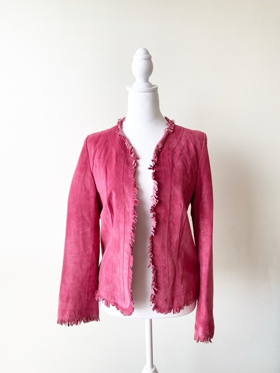 Zazee Jackets & Blazers - Zazee Pink Genuine Leather Fringe Jacket Size S